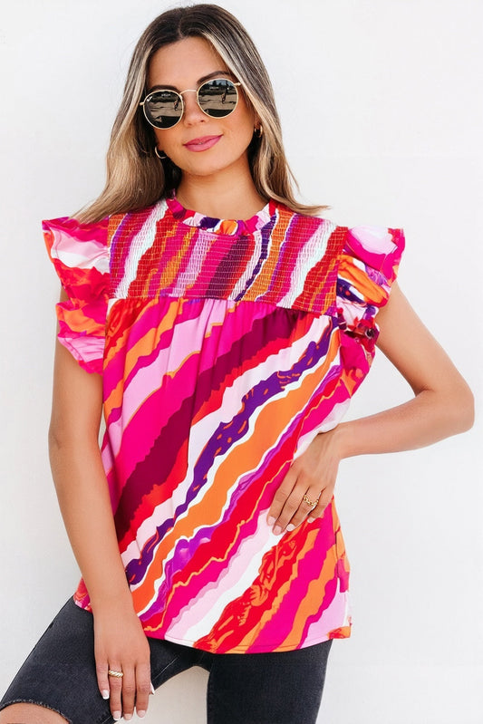 Campbell Abstract Ruffled Blouse