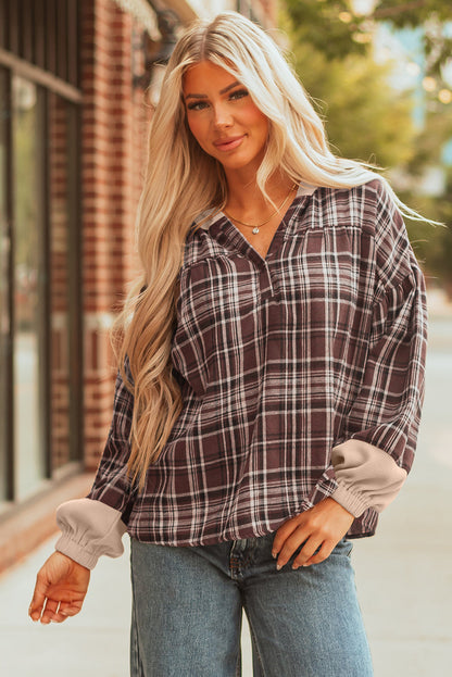 Lauren Plaid Patchwork Long Sleeve Hooded Top