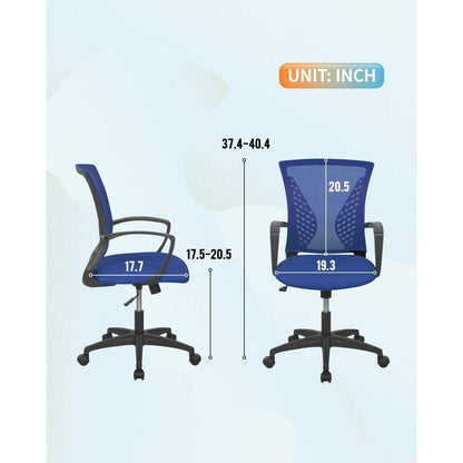Ergonomic Blue Office Chair With Adjustable Armrests