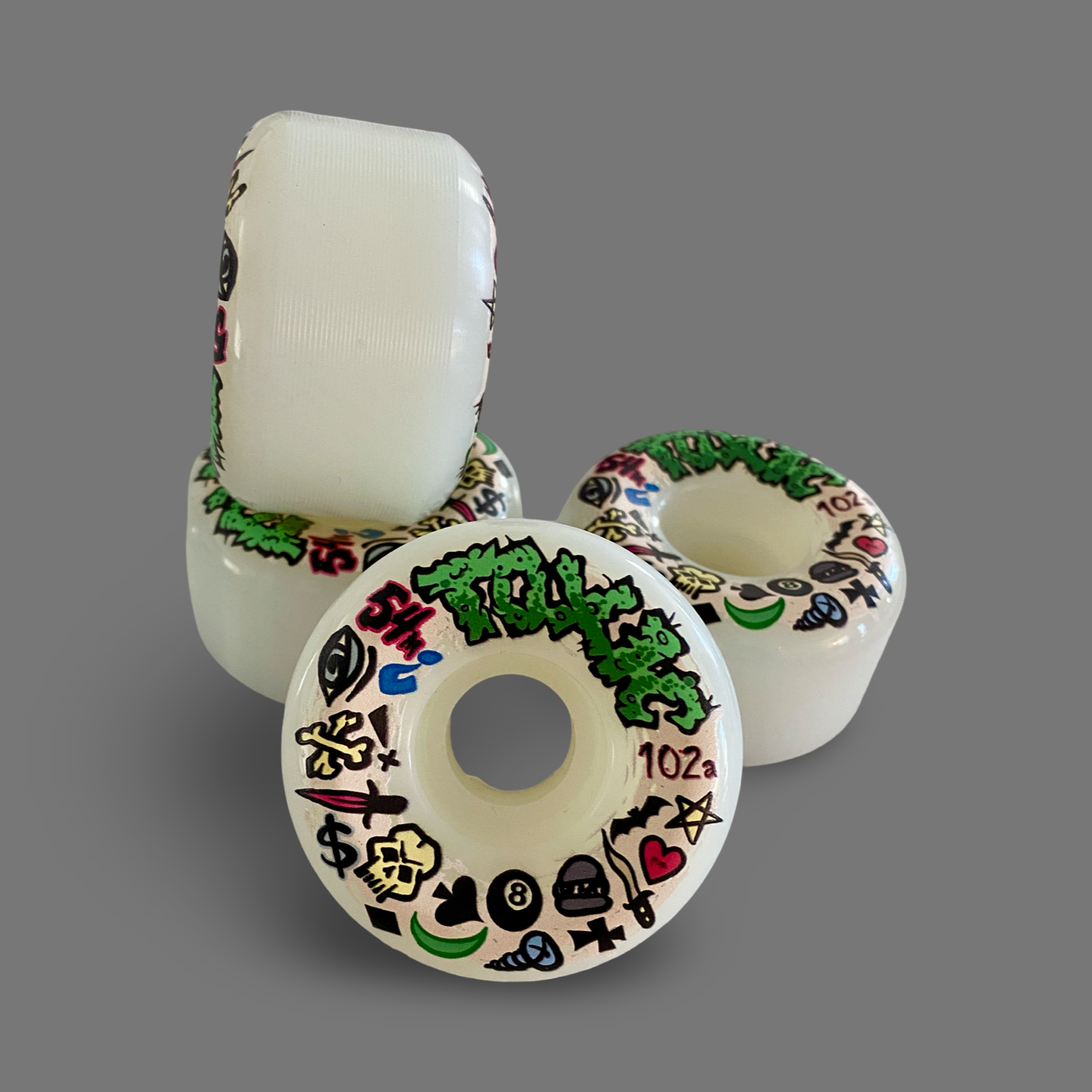 Toxic Team VERY HARD, GLOW-IN-THE DARK (NEON GREEN) Wheels 54mm/102a - Get it from Bo