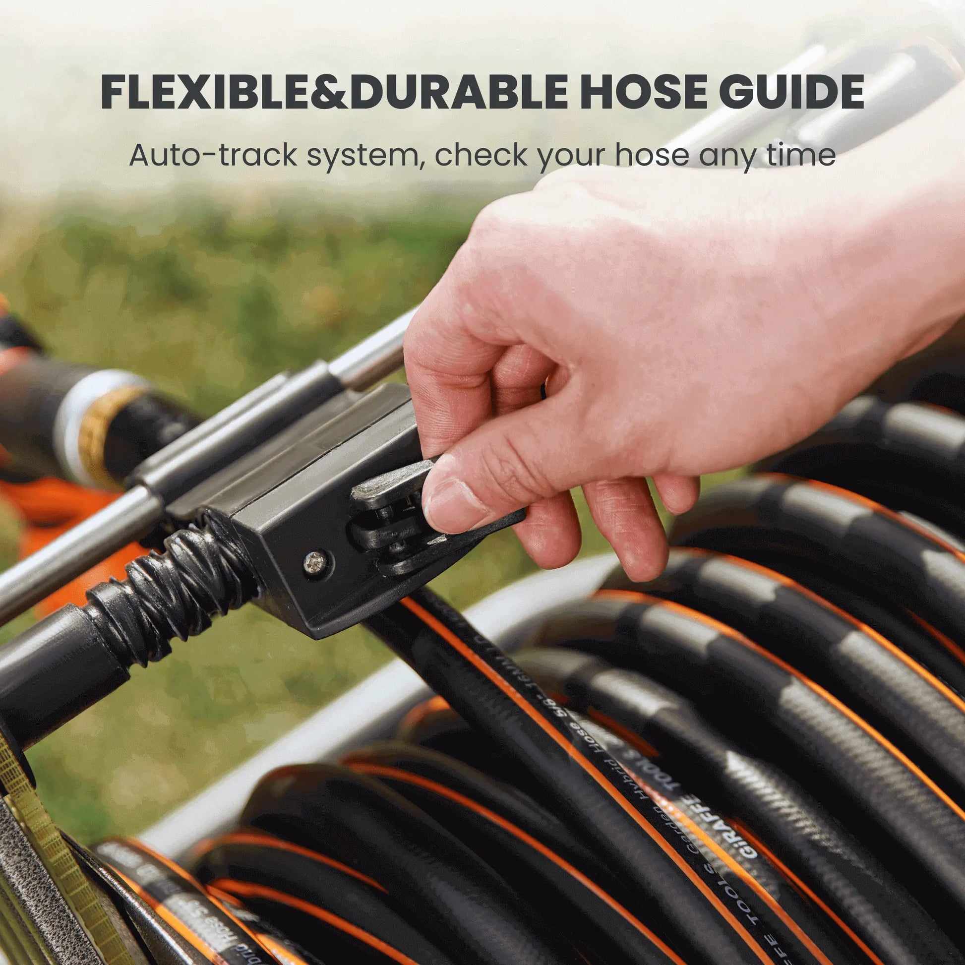 Garden Hose Reel Cart-2 Wheels-Stainless Steel-Heavy Duty Giraffe Tools US