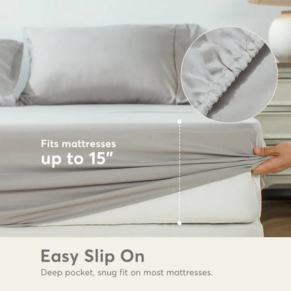 Kasentex All Season Deep Pocket Fitted Sheet Set with Pillowcases, Room Decor, Graduation Gifts Kasentex