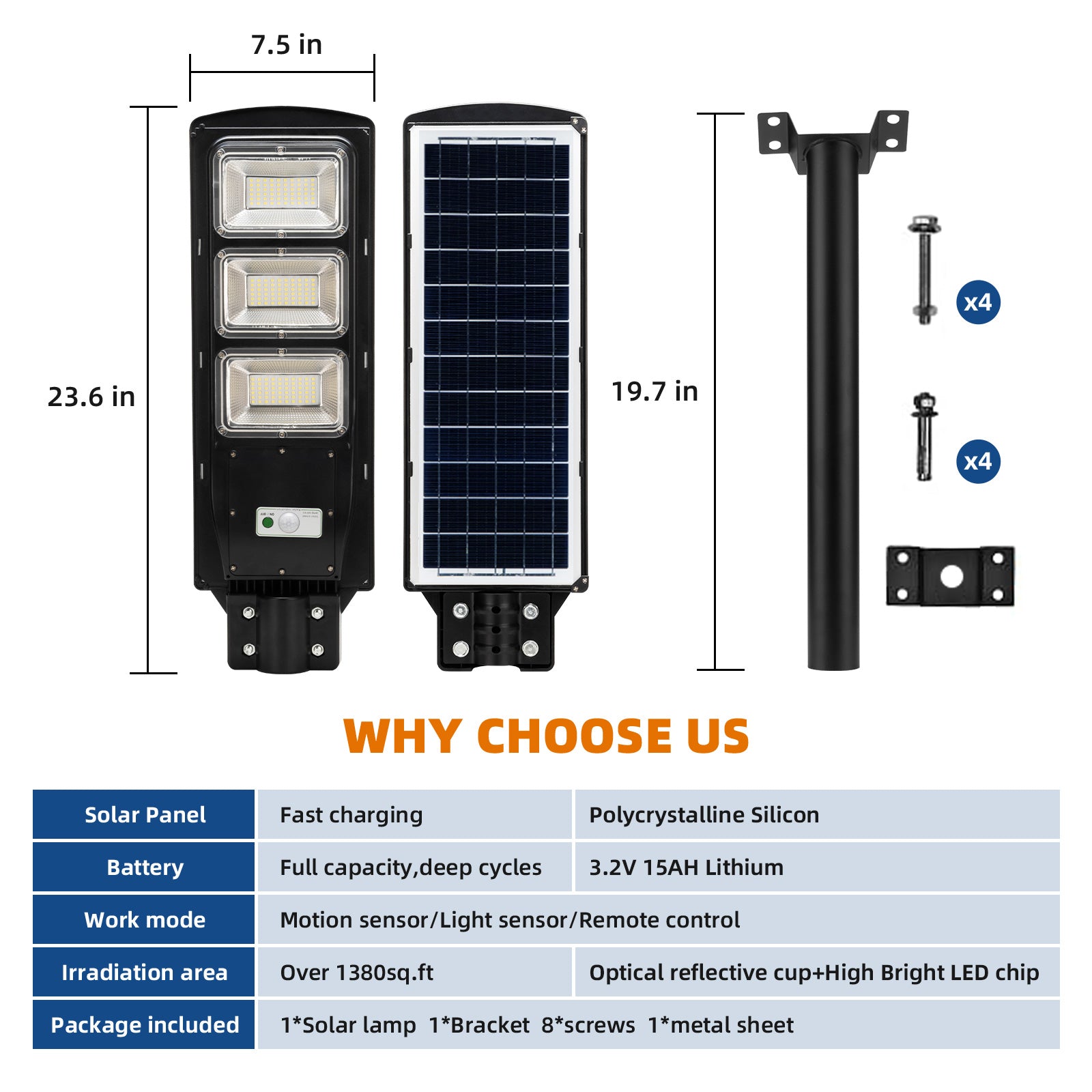 90W 120W Solar street LED lights -warm white/ white Langy Solar Lights
