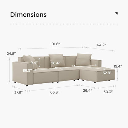 Cream Modular Sectional Sofa Set With Ottoman And Chaise ShipItFurniture