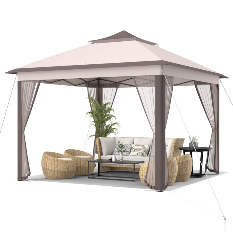 11 X 11 Feet 2-Tier Pop-Up Gazebo Tent Portable Canopy Shelter Carry Bag Mesh ShipItFurniture