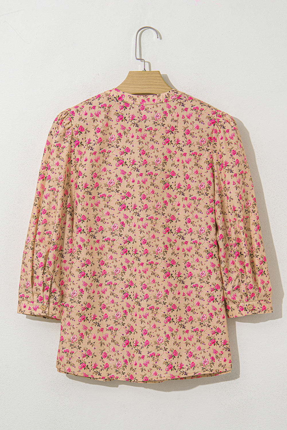 Sadie Floral Bow Pin-tuck Bust Half Puff Sleeve Blouse Threaded Pear