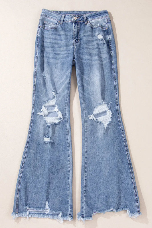 Laylani Distressed Hem Flared Jeans