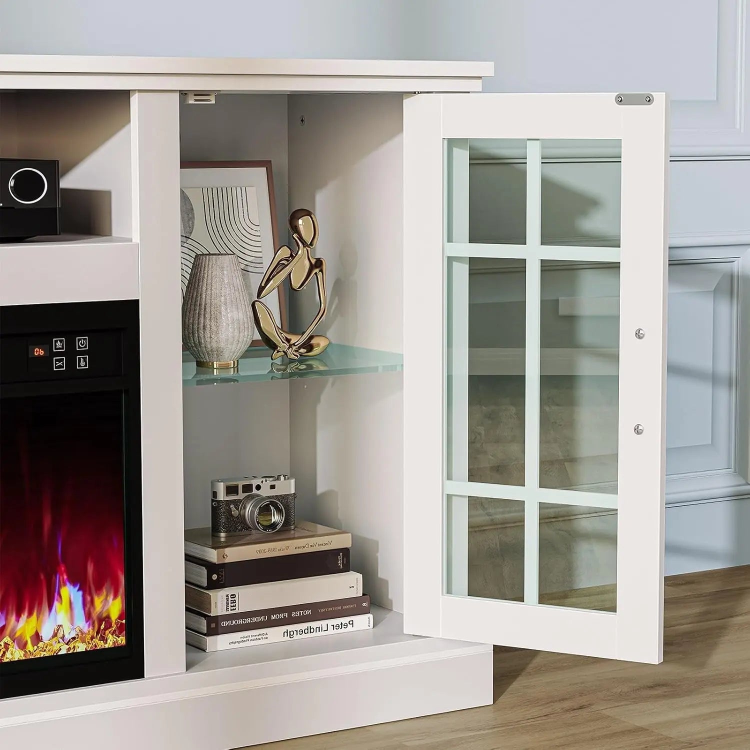White Fireplace TV Console With LED EntertainmentCenter ShipItFurniture