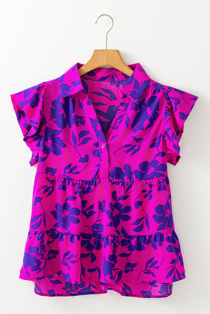 Karla Floral Collared Button Blouse