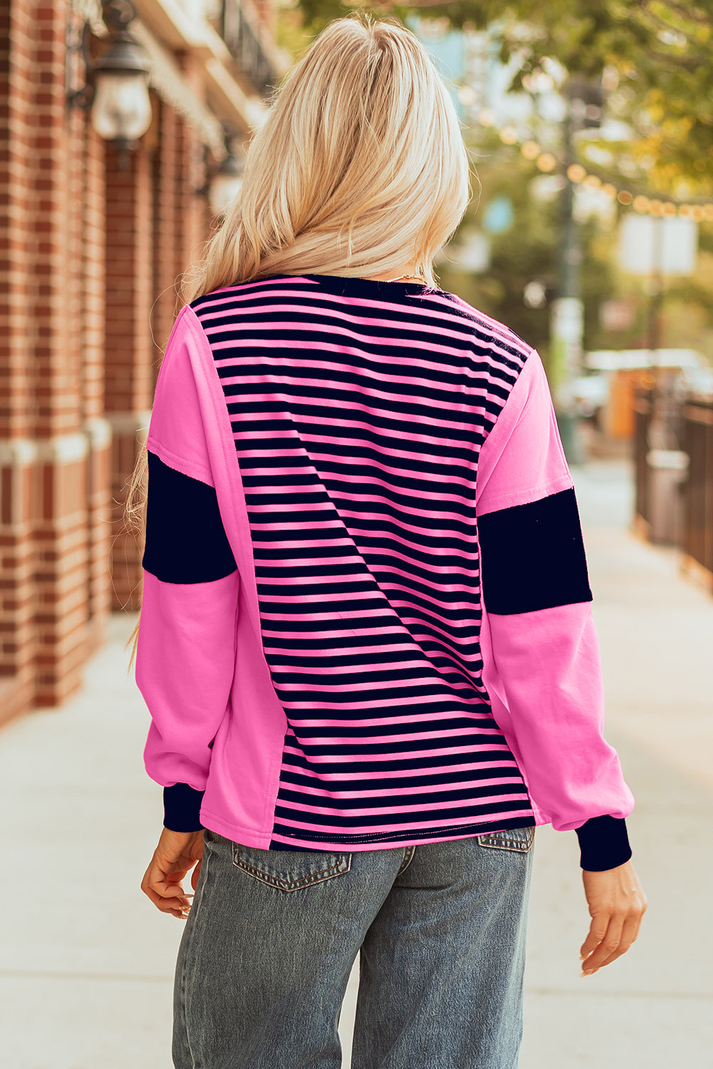 Haven Stripe Loose Fit Long Sleeve Top Threaded Pear