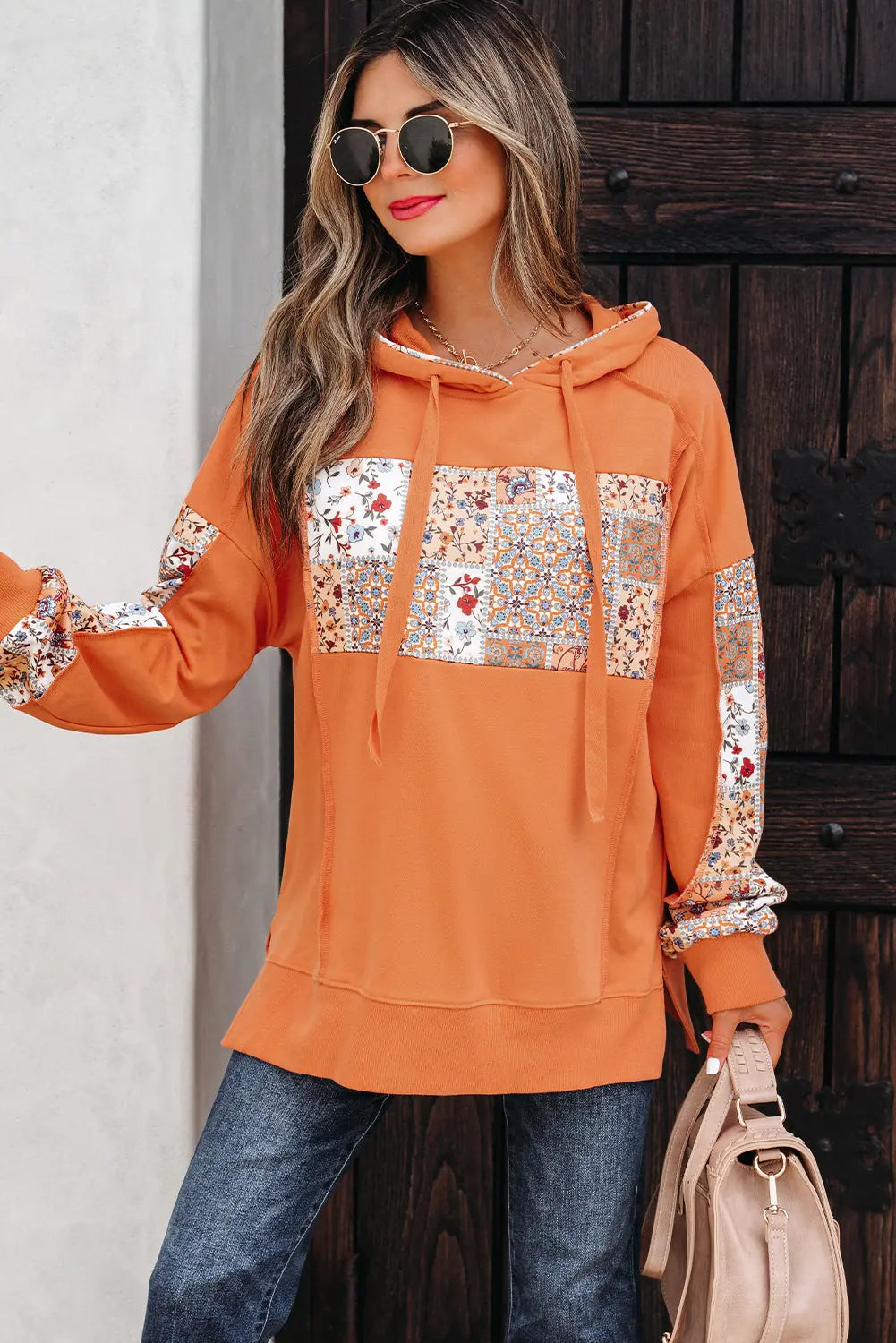 Myrassa Side Slit Drawstring Hoodie