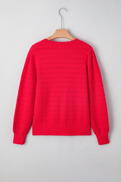 Kay Knit Ribbed Cuffs Crew Neck Sweater