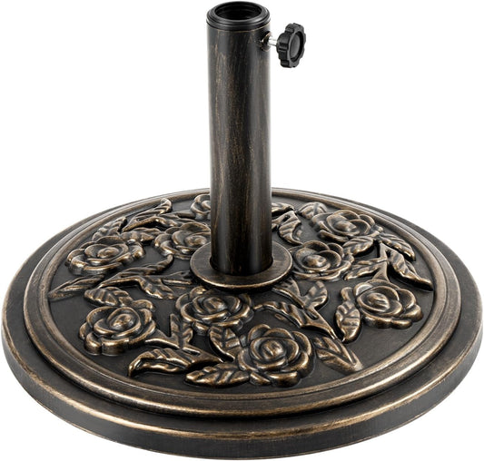 18 Inch Cast Stone W/Resin Shell Patio Umbrella Base, Bronze ShipItFurniture