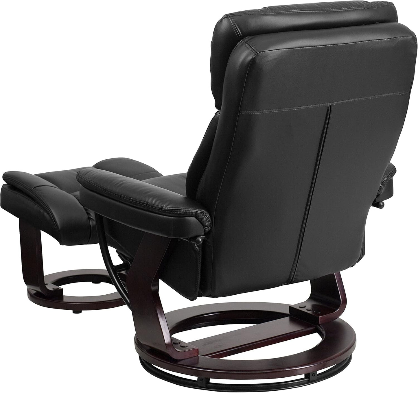 Leathersoft Upholstered Recliner With Ottoman Black ShipItFurniture