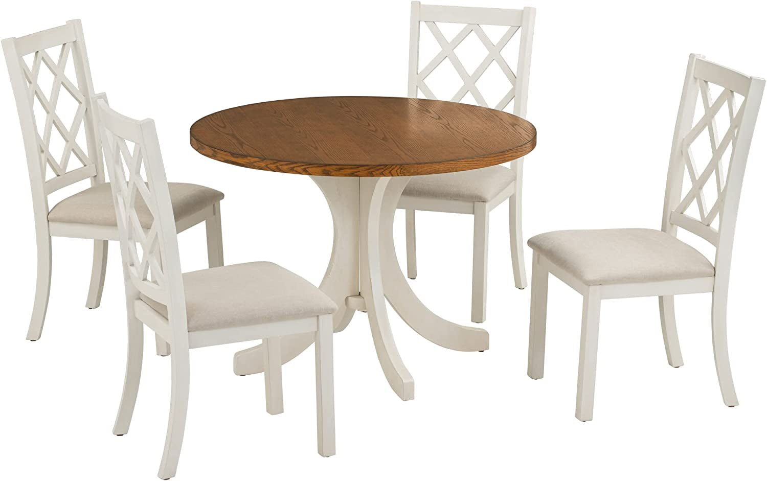 Dining Table Set for 4, Mid-Century Solid Wood 5-Piece round Dining Room Table Set ShipItFurniture