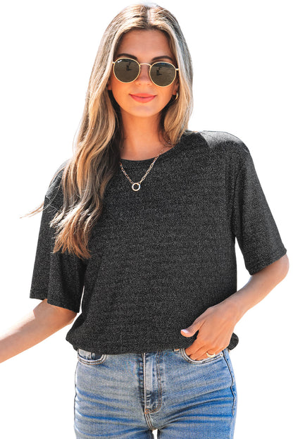 Kathryn Bow Decor Glittery Short Sleeve Top