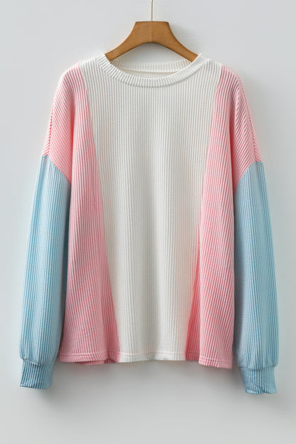 Louise Color Block Corded Long Sleeve Top