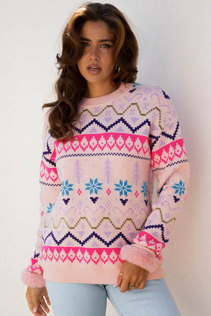 Kayaetta Knit Feather Cuffed Sweater