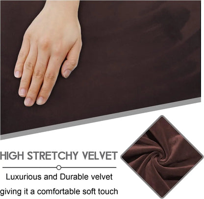 Velvet 8-Piece Reclining Loveseat Cover In Chocolate ShipItFurniture