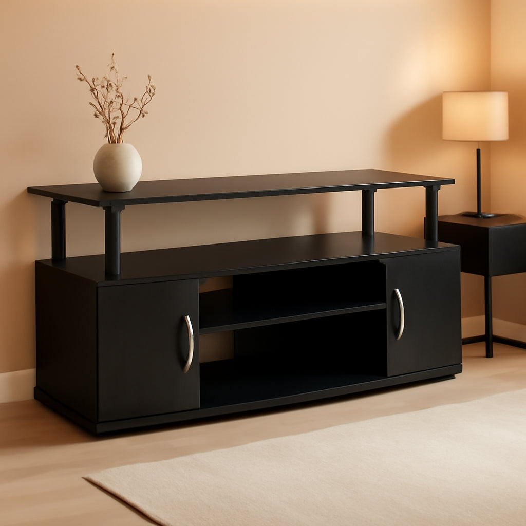 Jaya 55 Inch TV Entertainment Stand Blackwood Wood Cabinet