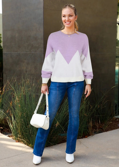 Drop Shoulder Color Block Sweater Anna-Kaci Wholesale