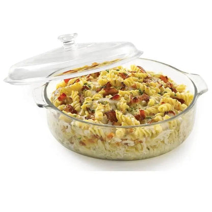 3-Quart Glass Bakeware Casserole Dish Dutch Oven with Oven-Safe Glass Lid - Get it from Bo