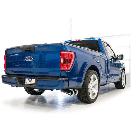 AWE 21-25 Ford F150 (14th Gen Reg Cab) Cat-Back Exhaust - 4.5in Dual Side Exit Chrome Tips NP Motorsports