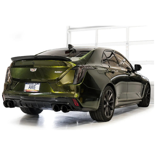 AWE Tuning 2021+ Cadillac CT4-V Blackwing SwitchPath Exhaust - Diamond Black Tips NP Motorsports