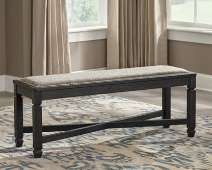 Tyler Creek Modern Farmhouse Upholstered Dining Room Bench, Antique Black Finish-1