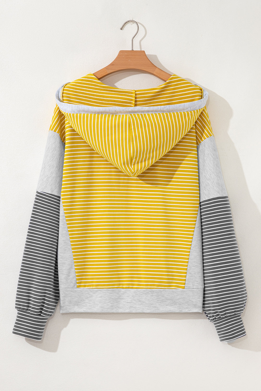 Margot Stripe Drawstring Loose Fit Hooded Top Threaded Pear