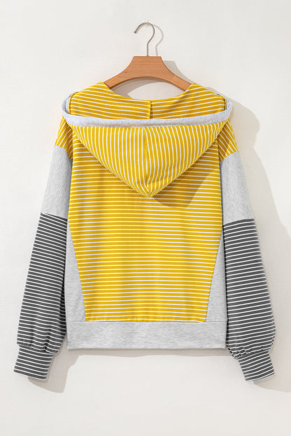 Margot Stripe Drawstring Loose Fit Hooded Top