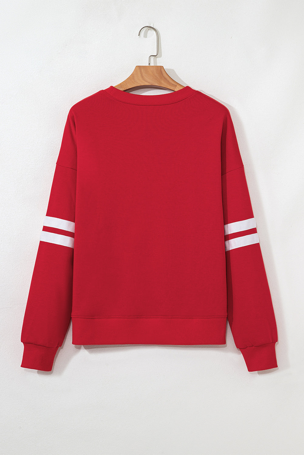 Lennon Varsity Striped Oversized Sweatshirt Threaded Pear