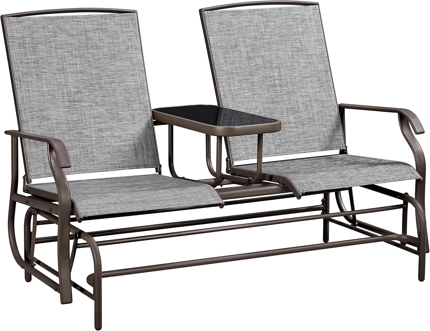 Two-Seat Outdoor Glider Bench with Center Table ShipItFurniture