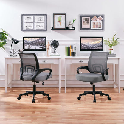 2 Pack Ergonomic Mesh Office Chairs With 360 Degree Rolling Casters Dark Gray For Home Office