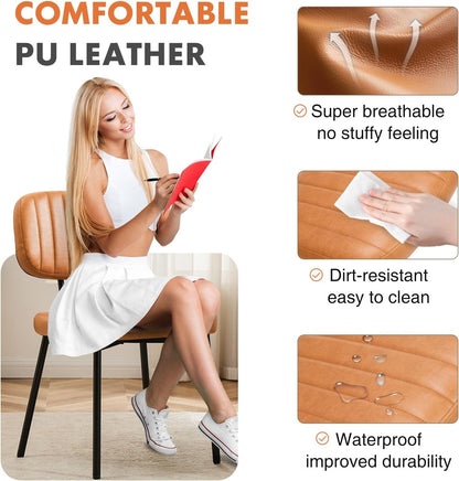 Brown Mid Century Modern Upholstered Dining Chair Set Of 4 ShipItFurniture