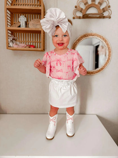 Coquette bows ribbed flutter leo - Get it from Bo