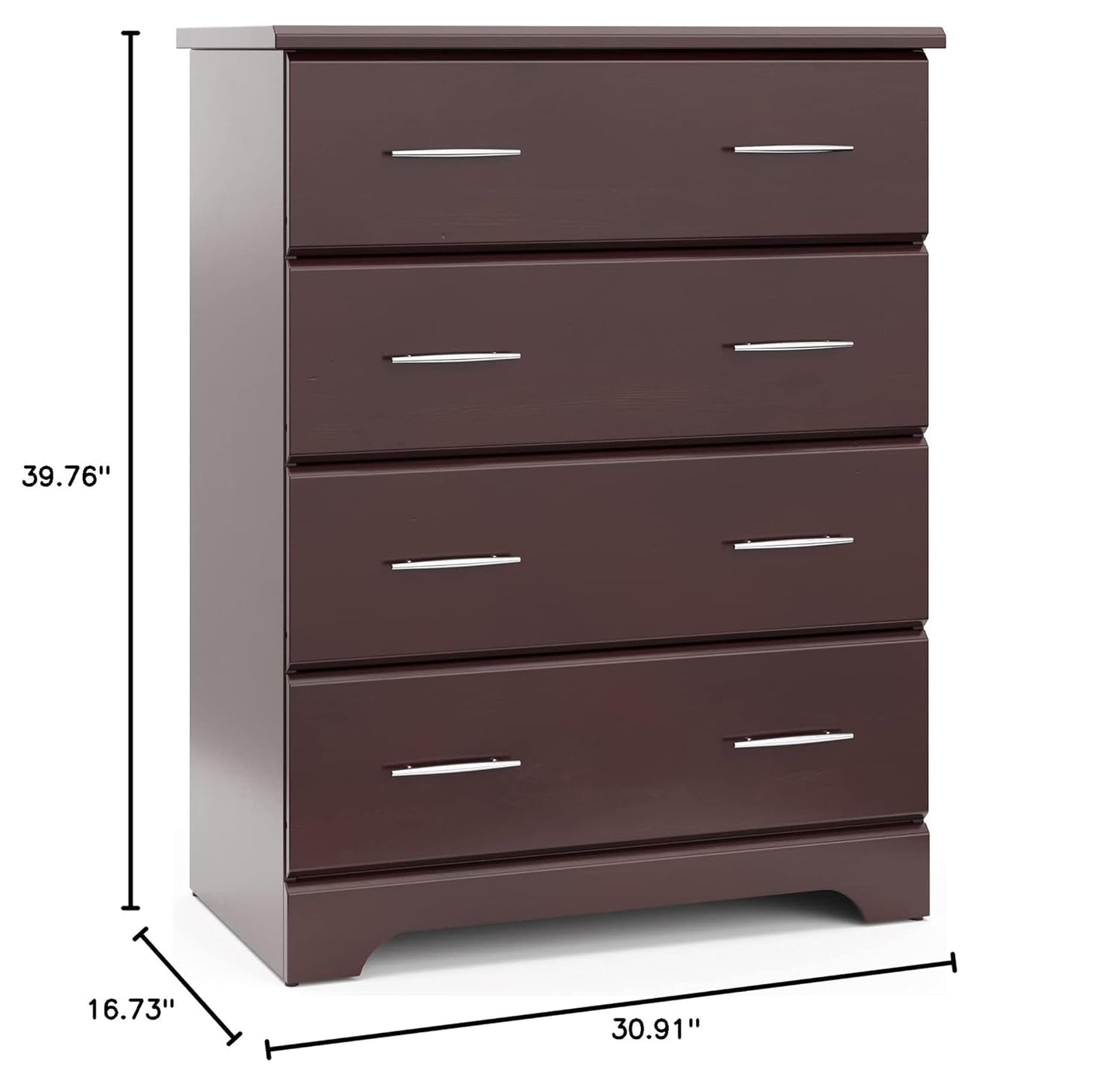 Brookside 4 Drawer Dresser (Espresso) – GREENGUARD Gold Certified, Dresser for Nursery, 4 Drawer Dresser, Kids Dresser, Nursery Dresser Drawer Organizer, Chest of Drawers ShipItFurniture