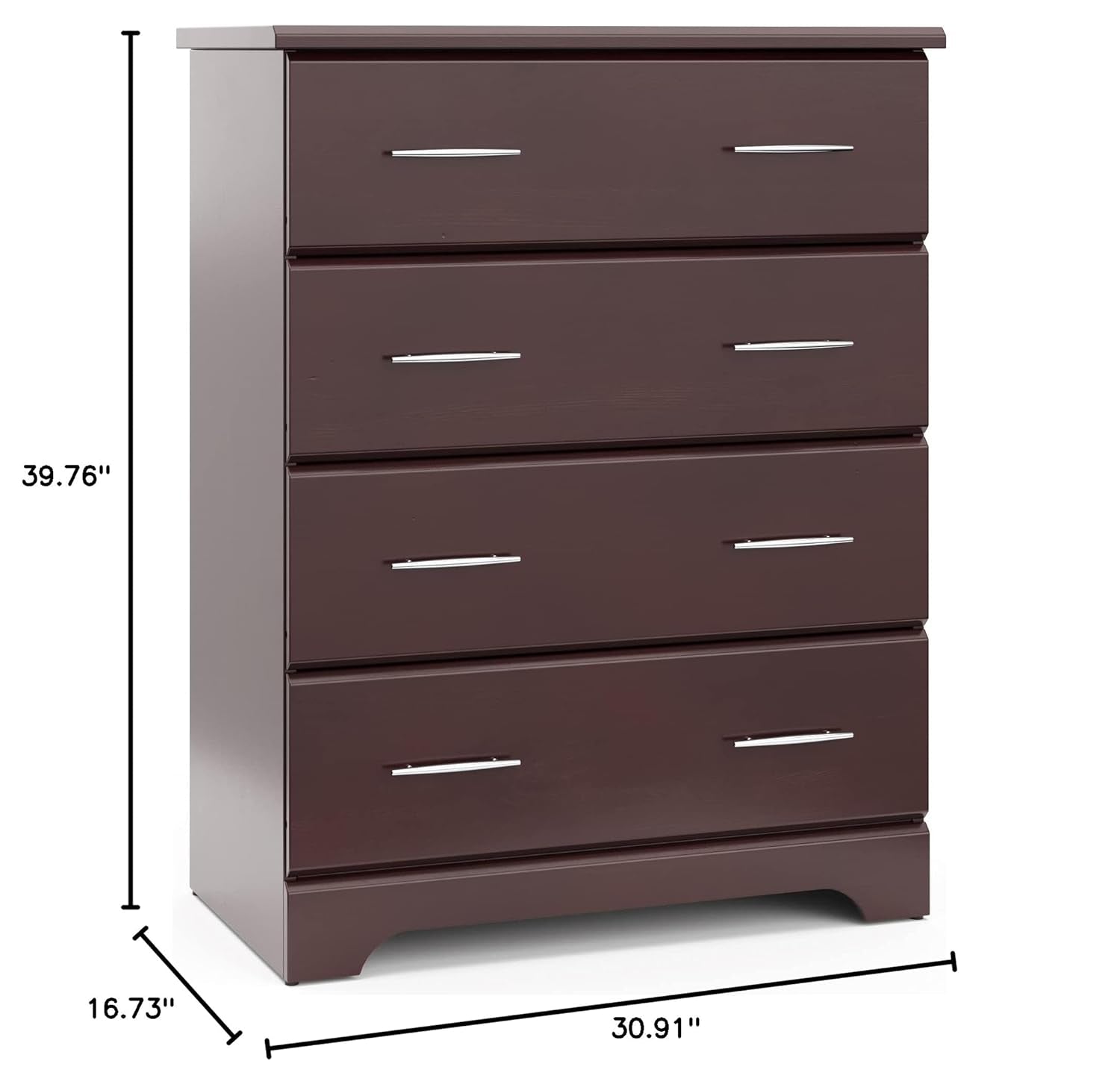 Brookside 4 Drawer Dresser (Espresso) – GREENGUARD Gold Certified, Dresser for Nursery, 4 Drawer Dresser, Kids Dresser, Nursery Dresser Drawer Organizer, Chest of Drawers ShipItFurniture