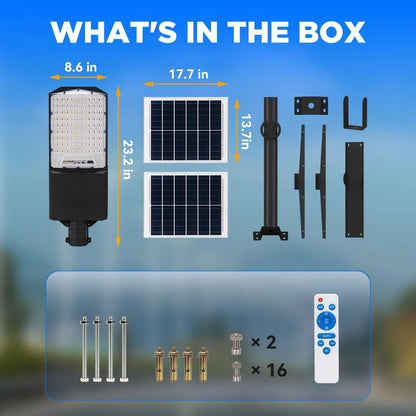 1800W Solar Street Light with 20ft /16ft Pole Langy Solar Lights
