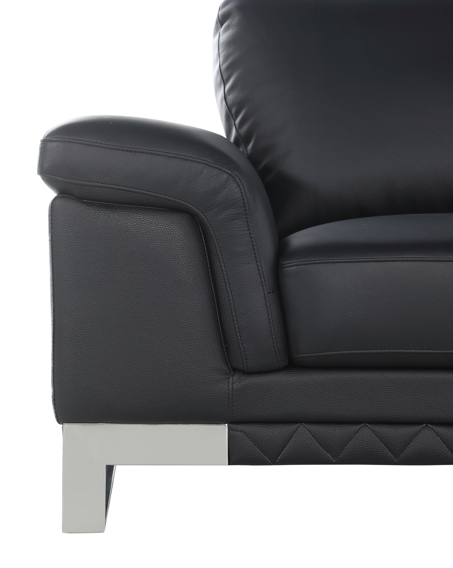 49" Black And Silver Genuine Leather Arm Chair