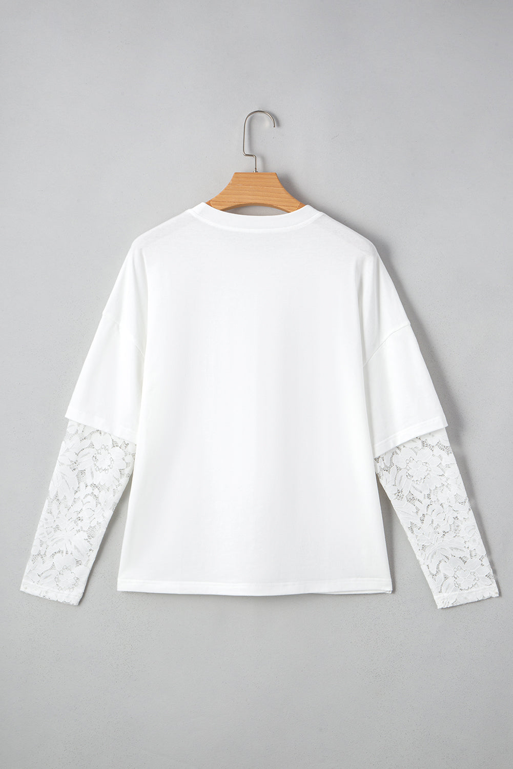 Hallie Lace Long Sleeve Insert Drop Shoulder Top Threaded Pear