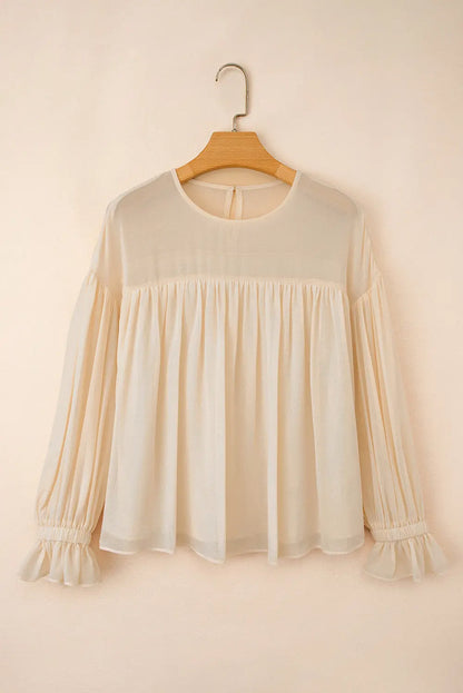 Mayaevi Sleeve Chiffon Blouse Long Sleeve Top