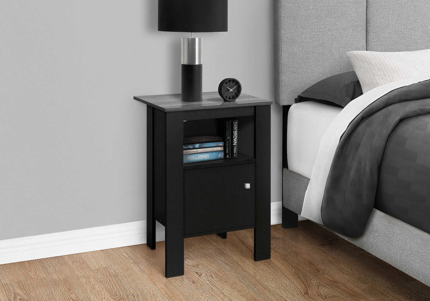 24" Black Wood Nightstand Homeroots