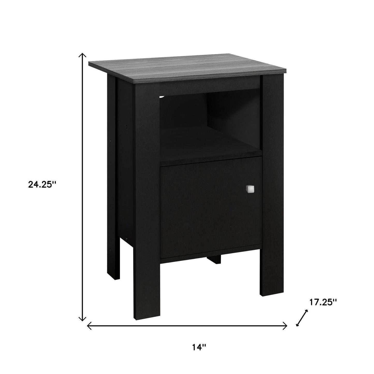 24" Black Wood Nightstand Homeroots