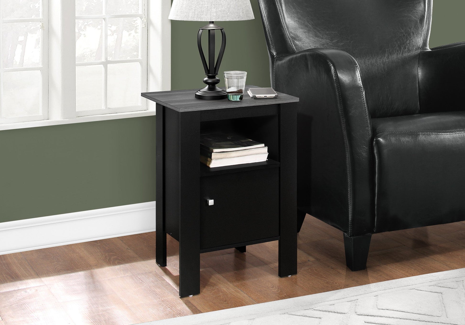 24" Black Wood Nightstand Homeroots