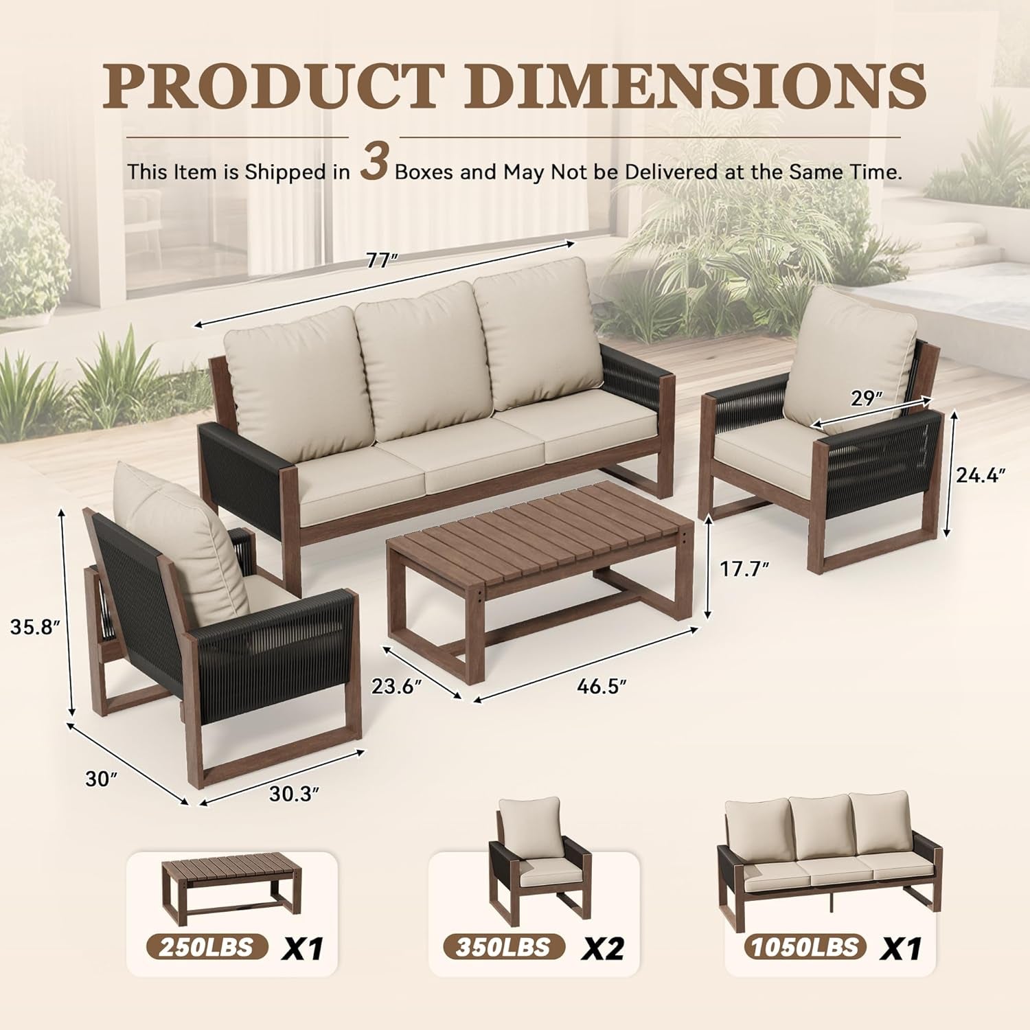 Wooden Outdoor Furniture Set with Comfortable Wicker Chairs ShipItFurniture