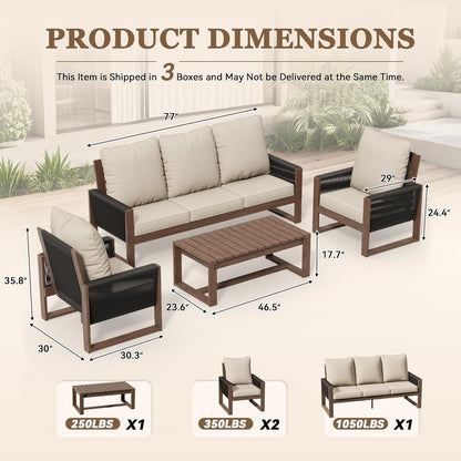 Wooden Outdoor Furniture Set with Comfortable Wicker Chairs ShipItFurniture