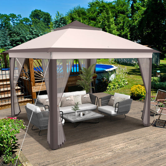 11 X 11 Feet 2-Tier Pop-Up Gazebo Tent Portable Canopy Shelter Carry Bag Mesh ShipItFurniture