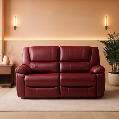 Red Faux Leather Reclining Loveseat With Manual Recline ShipItFurniture