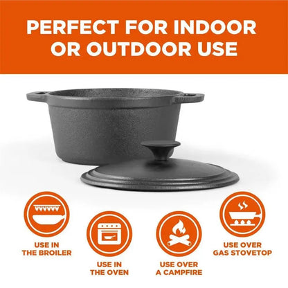3.4 Quart Pre-Seasonded Cast Iron Dutch Oven with Handles and Lid - Get it from Bo